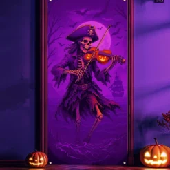 Halloween Blacklight Door Covers Door Tapestry Door Curtain Decoration Backdrop Door Banner for Front Door Farmhouse Holiday Party Indoor Outdoor Decor Supplies
