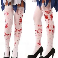 Halloween Blood Socks Carnival Easter Zombie Skeleton Socks Bloody Mary Nurse Blood Socks Skeleton Socks Skeleton Socks Knee Length Socks Halloween Costume and Fabric Role Playing Party Dressing
