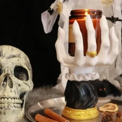 Halloween Candle Holder Witch Hand, Witch Hand Candle Holder Halloween Palm Candle Holder,Resin Witch Hand Candlestick Halloween Home Party Decorative,Haunted House Decor