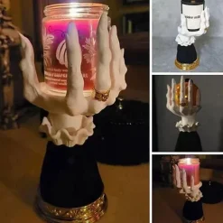 Halloween Candle Holder Witch Hand, Witch Hand Candle Holder Halloween Palm Candle Holder,Resin Witch Hand Candlestick Halloween Home Party Decorative,Haunted House Decor