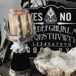 Halloween Candle Holder Witch Hand, Witch Hand Candle Holder Halloween Palm Candle Holder,Resin Witch Hand Candlestick Halloween Home Party Decorative,Haunted House Decor