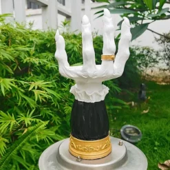 Halloween Candle Holder Witch Hand, Witch Hand Candle Holder Halloween Palm Candle Holder,Resin Witch Hand Candlestick Halloween Home Party Decorative,Haunted House Decor