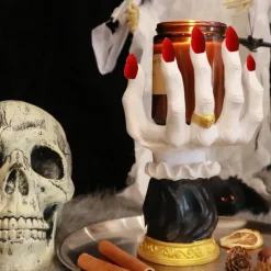 Halloween Candle Holder Witch Hand, Witch Hand Candle Holder Halloween Palm Candle Holder,Resin Witch Hand Candlestick Halloween Home Party Decorative,Haunted House Decor