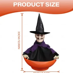 Halloween Candy Bowl With Animated Skull, Move Head And Glow Eyes, Spooky Music, Perfect For Trick Or Treating And Haunted House Decoration