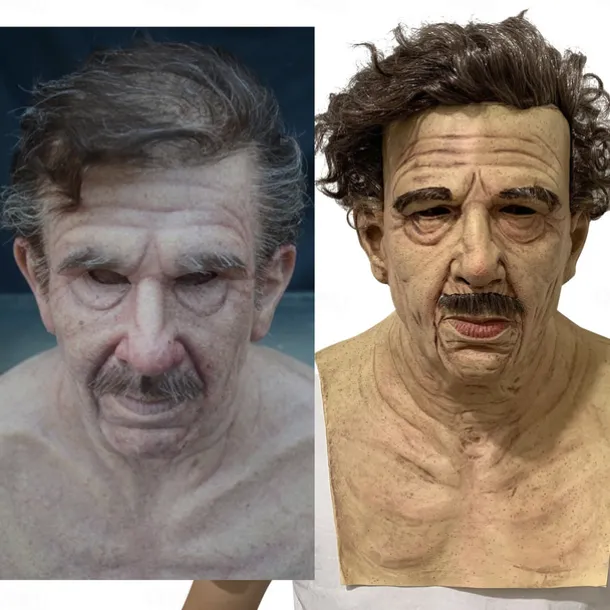 Halloween Christmas Mask Headgear, Fierce Black Haired Old Man Mask Simulation Character Mask Masquerade Play Props Funky Cosplay Accessory