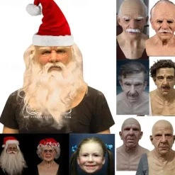 Halloween Christmas Mask Headgear, Fierce Black Haired Old Man Mask Simulation Character Mask Masquerade Play Props Funky Cosplay Accessory