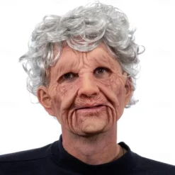 Halloween Christmas Mask Headgear, Fierce Black Haired Old Man Mask Simulation Character Mask Masquerade Play Props Funky Cosplay Accessory