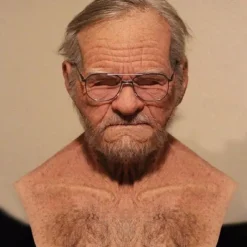 Halloween Christmas Mask Headgear, Fierce Black Haired Old Man Mask Simulation Character Mask Masquerade Play Props Funky Cosplay Accessory