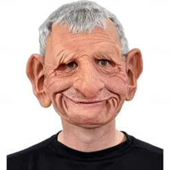 Halloween Christmas Mask Headgear, Fierce Black Haired Old Man Mask Simulation Character Mask Masquerade Play Props Funky Cosplay Accessory