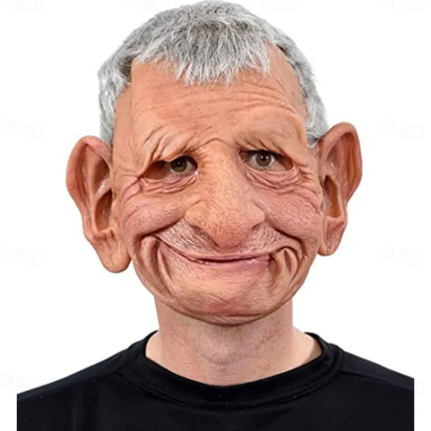 Halloween Christmas Mask Headgear, Fierce Black Haired Old Man Mask Simulation Character Mask Masquerade Play Props Funky Cosplay Accessory