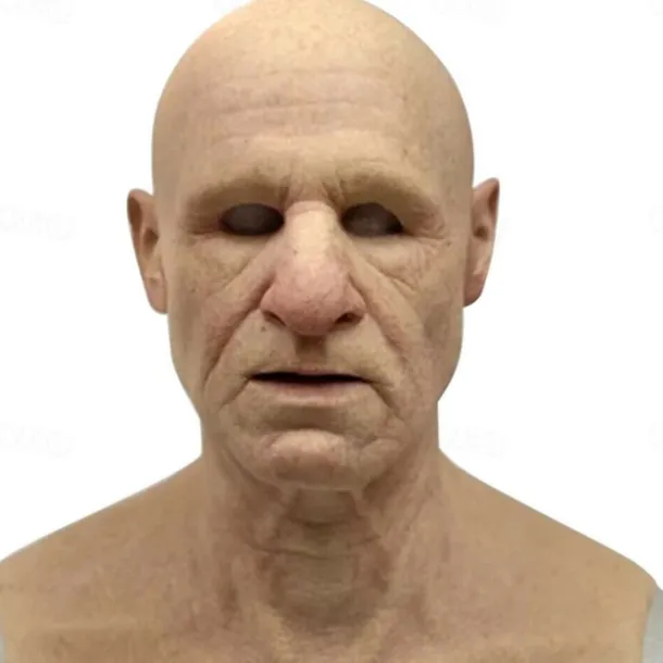 Halloween Christmas Mask Headgear, Fierce Black Haired Old Man Mask Simulation Character Mask Masquerade Play Props Funky Cosplay Accessory