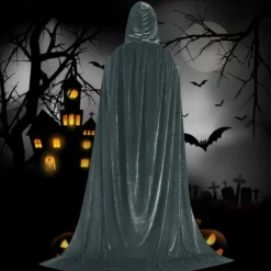 Halloween Cloak Witchcraft Robe Cape for Kids Cape Velvet Hooded Cosplay Party Cloak Wizard Robe Cloak