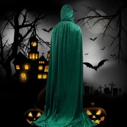 Halloween Cloak Witchcraft Robe Cape for Kids Cape Velvet Hooded Cosplay Party Cloak Wizard Robe Cloak