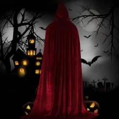 Halloween Cloak Witchcraft Robe Cape for Kids Cape Velvet Hooded Cosplay Party Cloak Wizard Robe Cloak