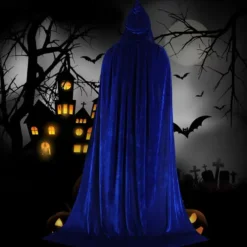 Halloween Cloak Witchcraft Robe Cape for Kids Cape Velvet Hooded Cosplay Party Cloak Wizard Robe Cloak