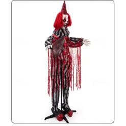 Halloween Clown Figurine Holding A Butcher's Knife, Haunted House Secret Room Electric Sensor Light-Up Decorative Prop