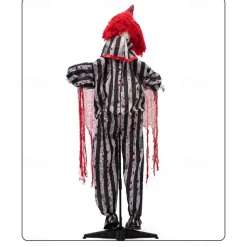Halloween Clown Figurine Holding A Butcher's Knife, Haunted House Secret Room Electric Sensor Light-Up Decorative Prop