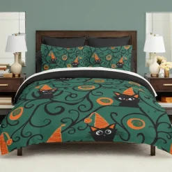 Halloween Collection Duvet Cover Set 3 Piece Set Jack O Lantern Pumpkin Super Soft Skin-friendly Long-lasting