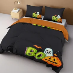 Halloween Collection Duvet Cover Set Jack O Lantern Pumpkin 3 Piece Set Super Soft Skin-friendly Long-lasting