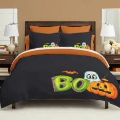 Halloween Collection Duvet Cover Set Jack O Lantern Pumpkin 3 Piece Set Super Soft Skin-friendly Long-lasting
