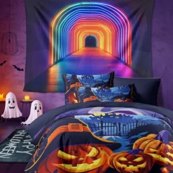 Halloween Collection Duvet Cover Set 3 Piece Set Jack O Lantern Pumpkin Super Soft Skin-friendly Long-lasting