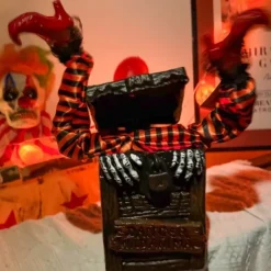 Halloween Creative Decorative Box with Pumpkin Witch, Skeleton Frame, White Ghost, and Motion-Activated Toy