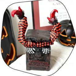 Halloween Creative Decorative Box with Pumpkin Witch, Skeleton Frame, White Ghost, and Motion-Activated Toy