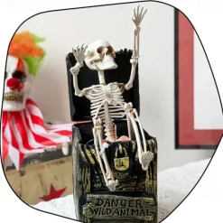Halloween Creative Decorative Box with Pumpkin Witch, Skeleton Frame, White Ghost, and Motion-Activated Toy