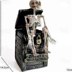 Halloween Creative Decorative Box with Pumpkin Witch, Skeleton Frame, White Ghost, and Motion-Activated Toy