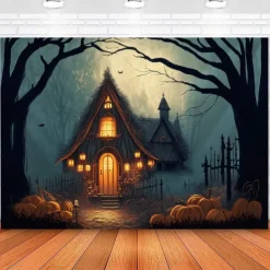 Halloween Creepy Forest Hanging Tapestry Wall Art Large Tapestry Mural Decor Photograph Backdrop Blanket Curtain Home Bedroom Living Room Decoration Glommy Ghost Graveyard