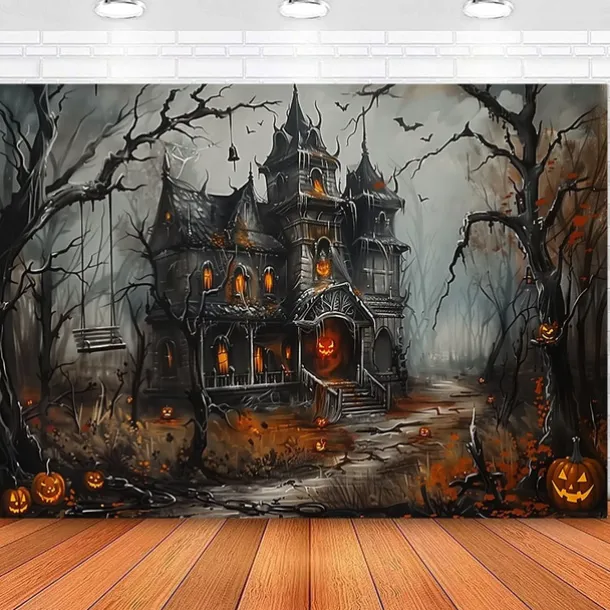 Halloween Creepy Forest Hanging Tapestry Wall Art Large Tapestry Mural Decor Photograph Backdrop Blanket Curtain Home Bedroom Living Room Decoration Glommy Ghost Graveyard