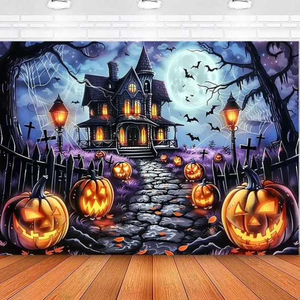 Halloween Creepy Forest Hanging Tapestry Wall Art Large Tapestry Mural Decor Photograph Backdrop Blanket Curtain Home Bedroom Living Room Decoration Glommy Ghost Graveyard