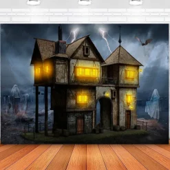 Halloween Creepy Forest Hanging Tapestry Wall Art Large Tapestry Mural Decor Photograph Backdrop Blanket Curtain Home Bedroom Living Room Decoration Glommy Ghost Graveyard