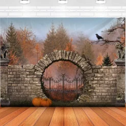 Halloween Creepy Forest Hanging Tapestry Wall Art Large Tapestry Mural Decor Photograph Backdrop Blanket Curtain Home Bedroom Living Room Decoration Glommy Ghost Graveyard