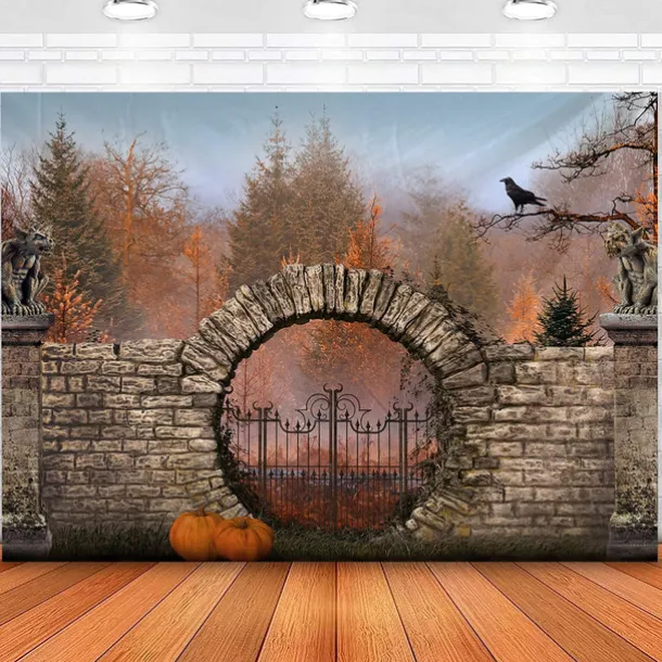 Halloween Creepy Forest Hanging Tapestry Wall Art Large Tapestry Mural Decor Photograph Backdrop Blanket Curtain Home Bedroom Living Room Decoration Glommy Ghost Graveyard
