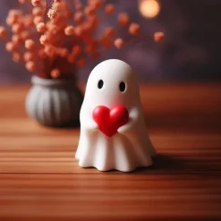Halloween Cute Ghost Figurine - Middle Finger Spooky Resin Ghost Statue, Cute Ghost Decor for Halloween Decorations, Porch and Indoor Spooky Home Decor 10x10x10cm