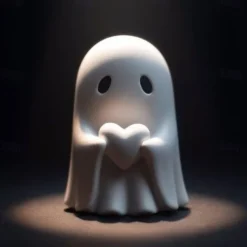 Halloween Cute Ghost Figurine - Middle Finger Spooky Resin Ghost Statue, Cute Ghost Decor for Halloween Decorations, Porch and Indoor Spooky Home Decor 10x10x10cm