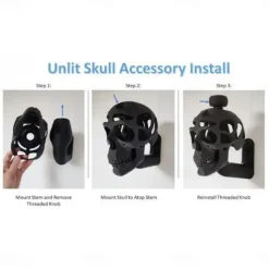 Halloween 3D Skull Helmet Display Stand Removable Skull Accessory Adjustable Height Helmet Holder for Bikers, Motorcyclists, Cyclists Wall Mount Perfect Gift