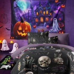 Halloween Dark Style Duvet Cover Set - Eerie and Mysterious Design - Includes Duvet Cover and Pillowcases - Soft and Durable Fabric