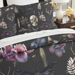 Halloween Dark Style Duvet Cover Set - Eerie and Mysterious Design - Includes Duvet Cover and Pillowcases - Soft and Durable Fabric