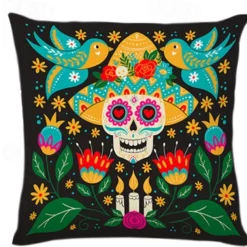 Halloween Day of Dead Decorative Toss Pillows Cover 1PC Soft Square Cushion Case Pillowcase for Bedroom Livingroom Sofa Couch Chair