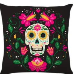 Halloween Day of Dead Decorative Toss Pillows Cover 1PC Soft Square Cushion Case Pillowcase for Bedroom Livingroom Sofa Couch Chair