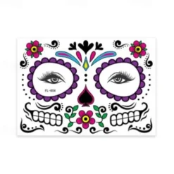 Halloween Day of The Dead Face Tattoo Stickers, Sugar Skull Temporary Face Tattoos for Dia de los Muertos Makeup, Funny Scary Face Decoration for Party