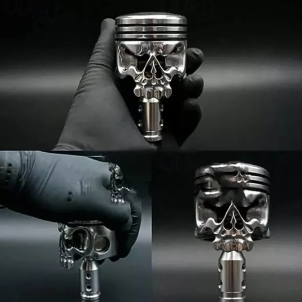 Halloween Decor Metal Skull Shape Stainless Steel Molding Car Gear Shift Knob Cover, Automatic Manual Transmission Shift Knob Selector Fits Most Automatic Vehicles