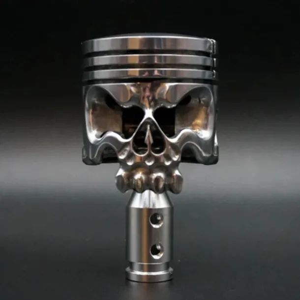 Halloween Decor Metal Skull Shape Stainless Steel Molding Car Gear Shift Knob Cover, Automatic Manual Transmission Shift Knob Selector Fits Most Automatic Vehicles