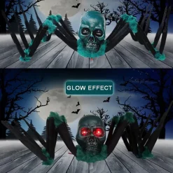 Halloween Decor Scary, Halloween Giant Spider Decorations with Glowing Eyes, Crawling Zombie with Sound Effect for Indoor Outdoor