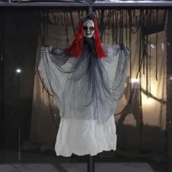 Halloween Decoration Death Skull Big Hanging Ghost Secret Room Haunted House Bar Scene Layout Electric Induction Prop Pendant