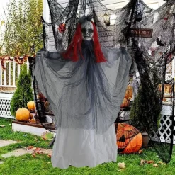 Halloween Decoration Death Skull Big Hanging Ghost Secret Room Haunted House Bar Scene Layout Electric Induction Prop Pendant