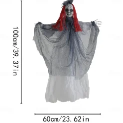 Halloween Decoration Death Skull Big Hanging Ghost Secret Room Haunted House Bar Scene Layout Electric Induction Prop Pendant