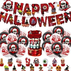 Halloween Decoration, Halloween Holiday Party Decoration Home Supplies Skull Bloody Balloon Cake Insert Flag Decoration Halloween Skeleton Decoration